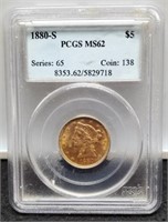 1880-S Slab Gold $5 Liberty