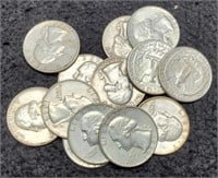 (13) Washington Silver Quarters