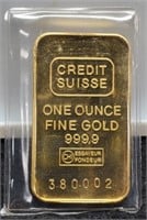 1 Oz. Gold Bar 999.9 by Credit Suisse