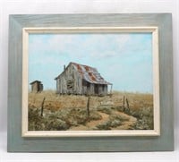 Rustic Barn Oil on Canvas, Signed "Kieker".