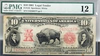 1901 $10 Slab Buffalo Note PMG F 12