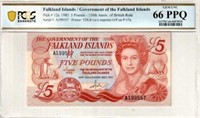 Falkland Islands £ 5 ,1983 PCGS 66 Fancy SN!.FaBD