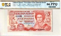 Falkland Islands £5 1983,Fancy SN! PCGS 66.F1CC