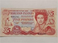 FALKLAND ISLANDS 5 Pounds AUNC 2005.est $50.FL1