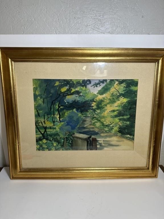 1960’s Charlene Allen water color painting framed