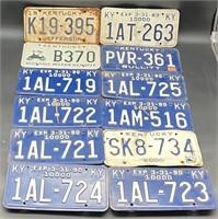 (12) 1974, 89 & 90's INDIANA LICENSE PLATES