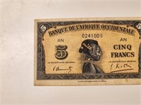 French West Africa Afrique Occidentale 5Francs.F09