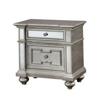 28 Inch Bedside Nightstand 2 Drawers Mirror