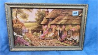 Vintage Framed English Cottage Print, 13" x 8"