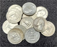 (12) Washington Silver Quarters