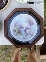 Purple dish In wooden display