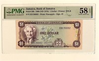 Jamaica 1 Dollar 1960 (ND 1976) PMG 58 EPQ.JZ45