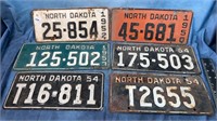 (8) 1950's North Dakota License Plates