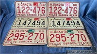 (3) Pairs North Dakota License Plates, '62 & '66
