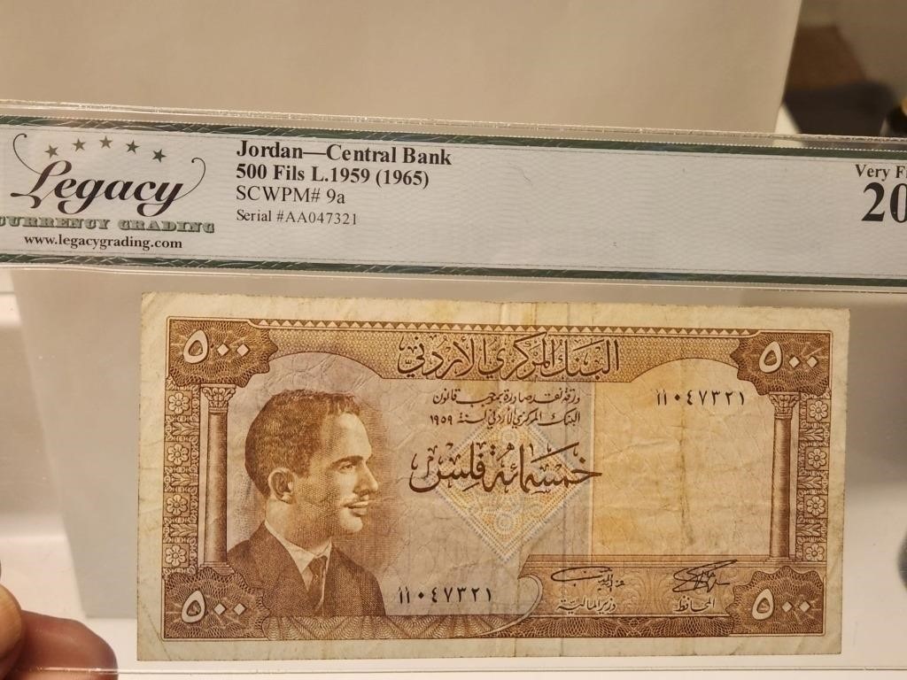 Jordan:P-9a,500 Fils,1959 * King Hussein.J321