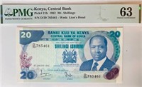 Kenya 20 Shillings Pick# 21-1982-PMG 63.KZ81
