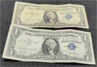 (2) 1957 $1 Silver Certificate Notes