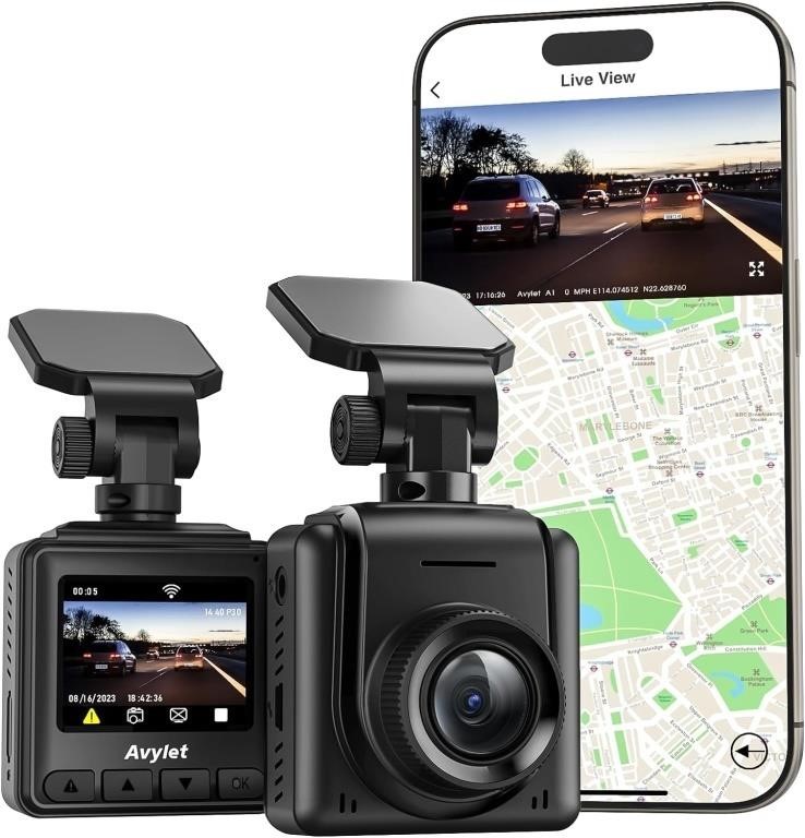 Avylet Dash Cam Wi-Fi 2K, Front Dash Camera for