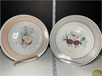 Two (2) Shaker Pottery Plates Hand-Painted