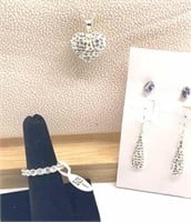 Swarovski elements in SS necklace earrings and