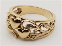 (H) 14kt Yellow Gold Heart Ring (size 4) (2.9