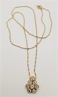 (H) 14kt Yellow Gold Diamond Necklace (16" long)