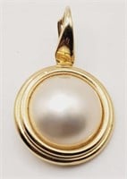 (H) 14kt Yellow Gold Natural Pearl Pendant (1"
