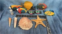 Colorful Wood Fish & Seashells