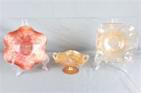 3 Carnival Marigold Iridescence Centerpiece Bowls