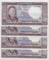 Laos100Kip K.Savang x4 Cons.est$25.LA1a