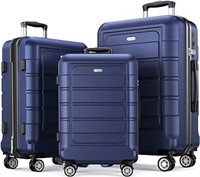 SHOWKOO 3pc Expandable Luggage Set - Blue