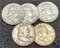 (5) Franklin Half Dollars