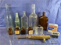 Antique Bottles, Wood Keg Tap & More
