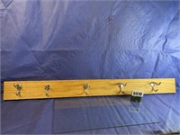 Solid Oak Board w/5 Chrome Coat Hooks