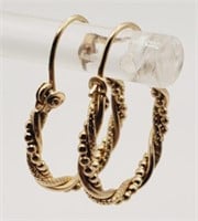(H) 14kt Yellow Gold Hoop Pierced Earrings (3/4"