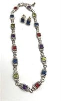 Multi Color Stone Necklace & earring set