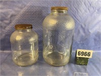 Vintage Glass Jars, 9"T & 6.25"T