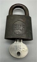 Vintage Gulf Oil WB Padlock and Key