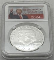 (KC) 2024 Silver Donald Trump Coin Keep America