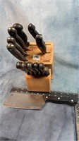 Set of Knives, Cleaver & Knife Block