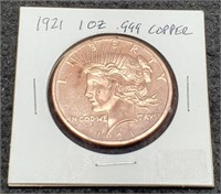 1 Oz. Copper Replica 1921 Peace Dollar