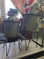 Tin Planters w/Stands