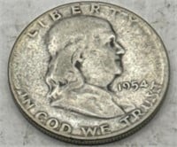 (KC) 1954s Silver Franklin Half Dollar Coin