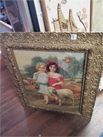 Antique Framed Girls Print