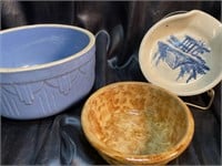 VTG Early USA Blue Art Deco Stoneware & Pottery