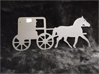 Metal Cut Out Horse & Buggy, 16" x 7"