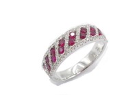 Synthetic ruby & diamond set 18ct white gold ring