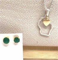18K Gold Plated Earring & Wisconsin Necklace