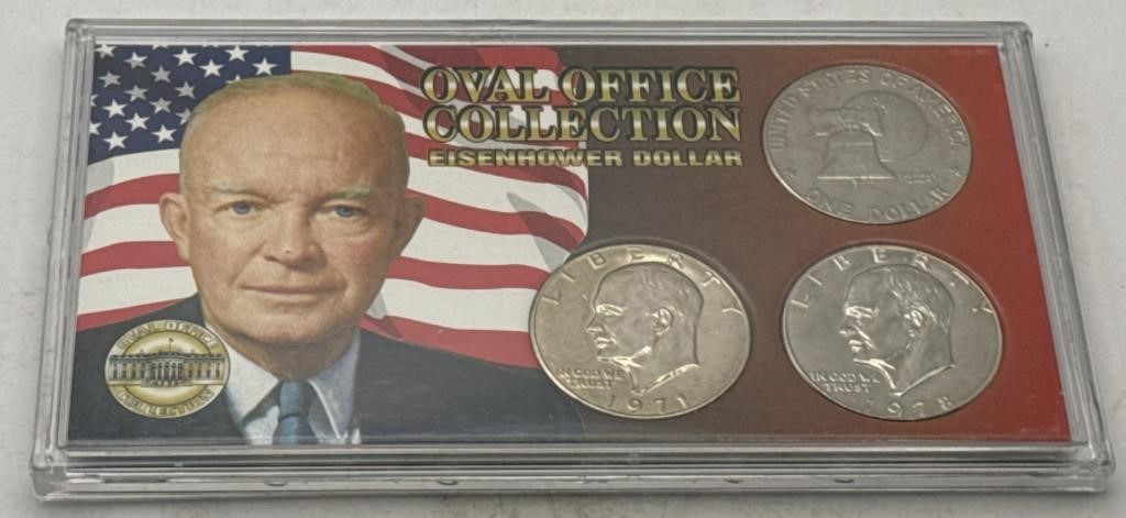 (E) 3 Eisenhower Dollars Oval Office Collection