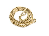 Yellow gold rope chain necklace
